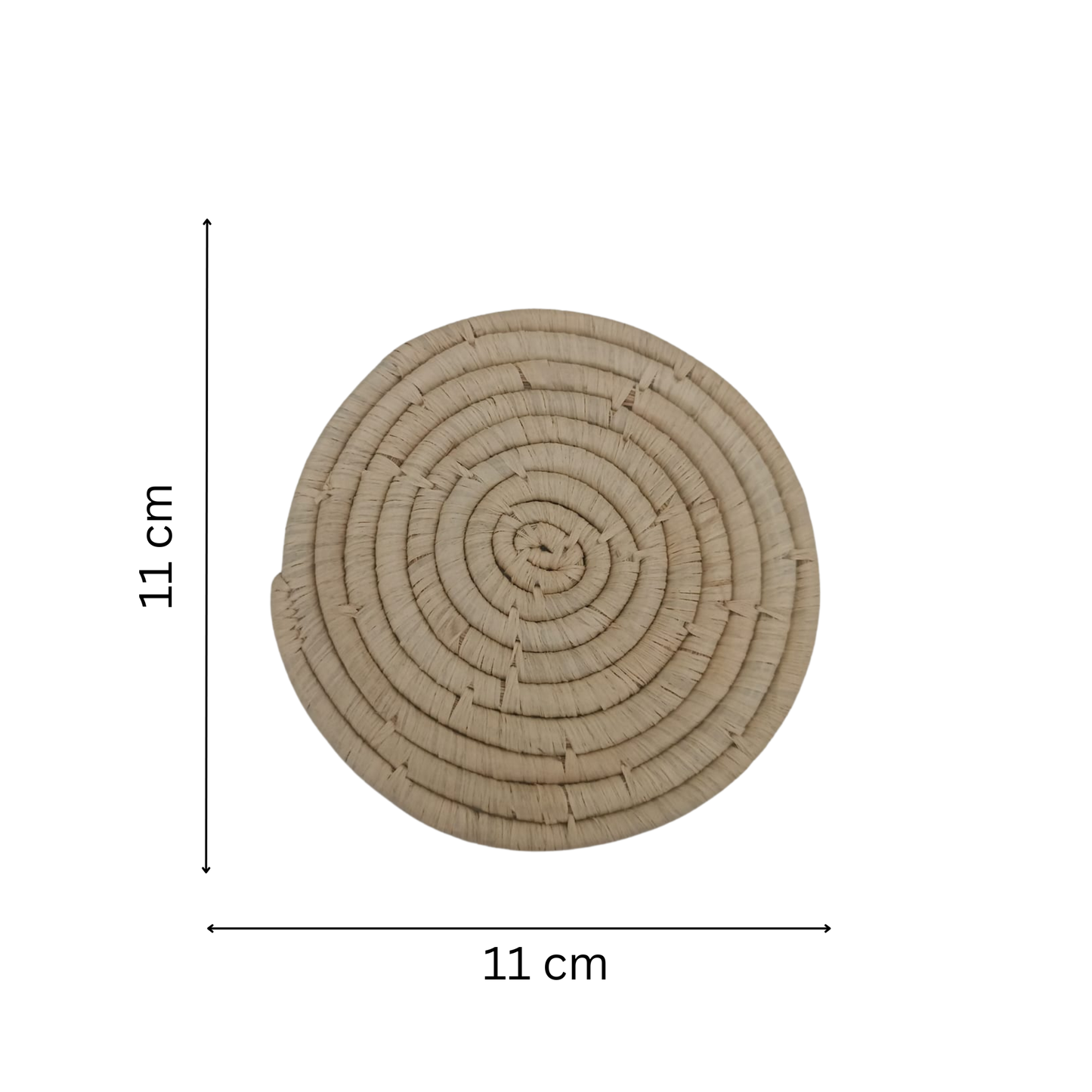 Sous-verres en Raphia Naturel – Set de 6 | 11 cm Ø | Fait Main; Tressés à la Main