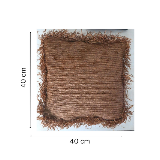 Coussin Carré En Raphia Naturel - Fait Main