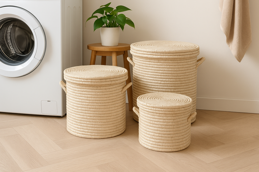 Panier à linge / Panier de rangement - Raphia naturel - Grand