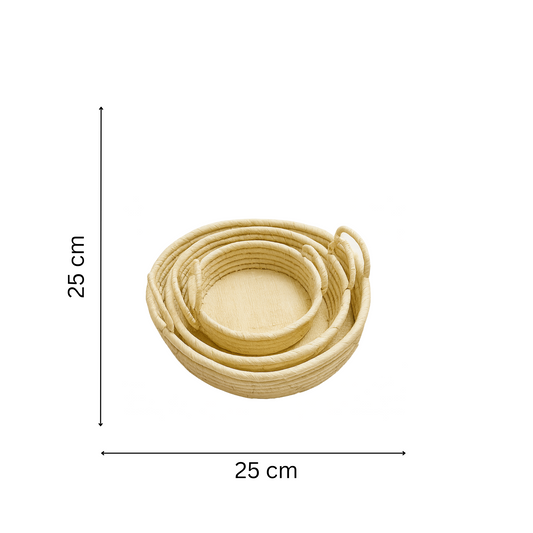 Panier A Fruits Rond En Raphia - Set de 3 - Fait Main