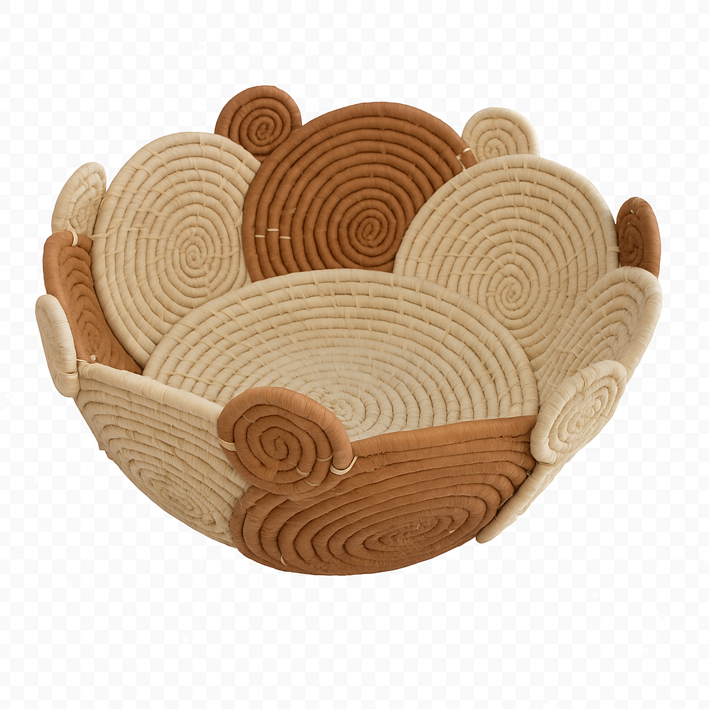 Panier à Fruits Rond en Raphia – Fait Main | Décoration Naturelle & Rangement