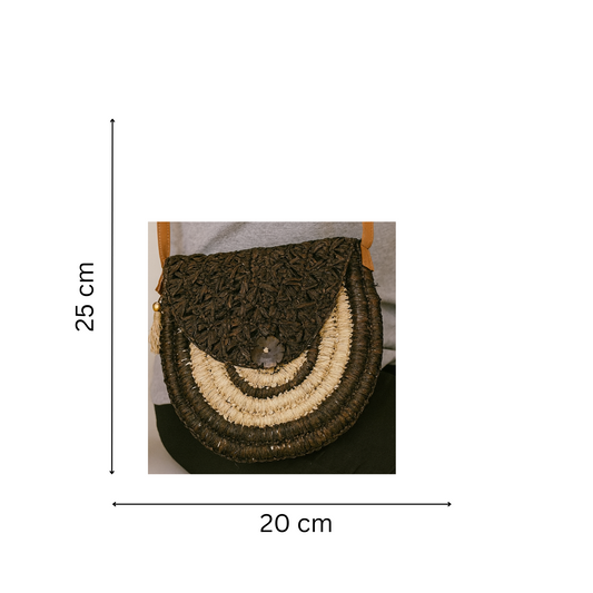 Bandoulière En Raphia - Manche cuir - Fait Main