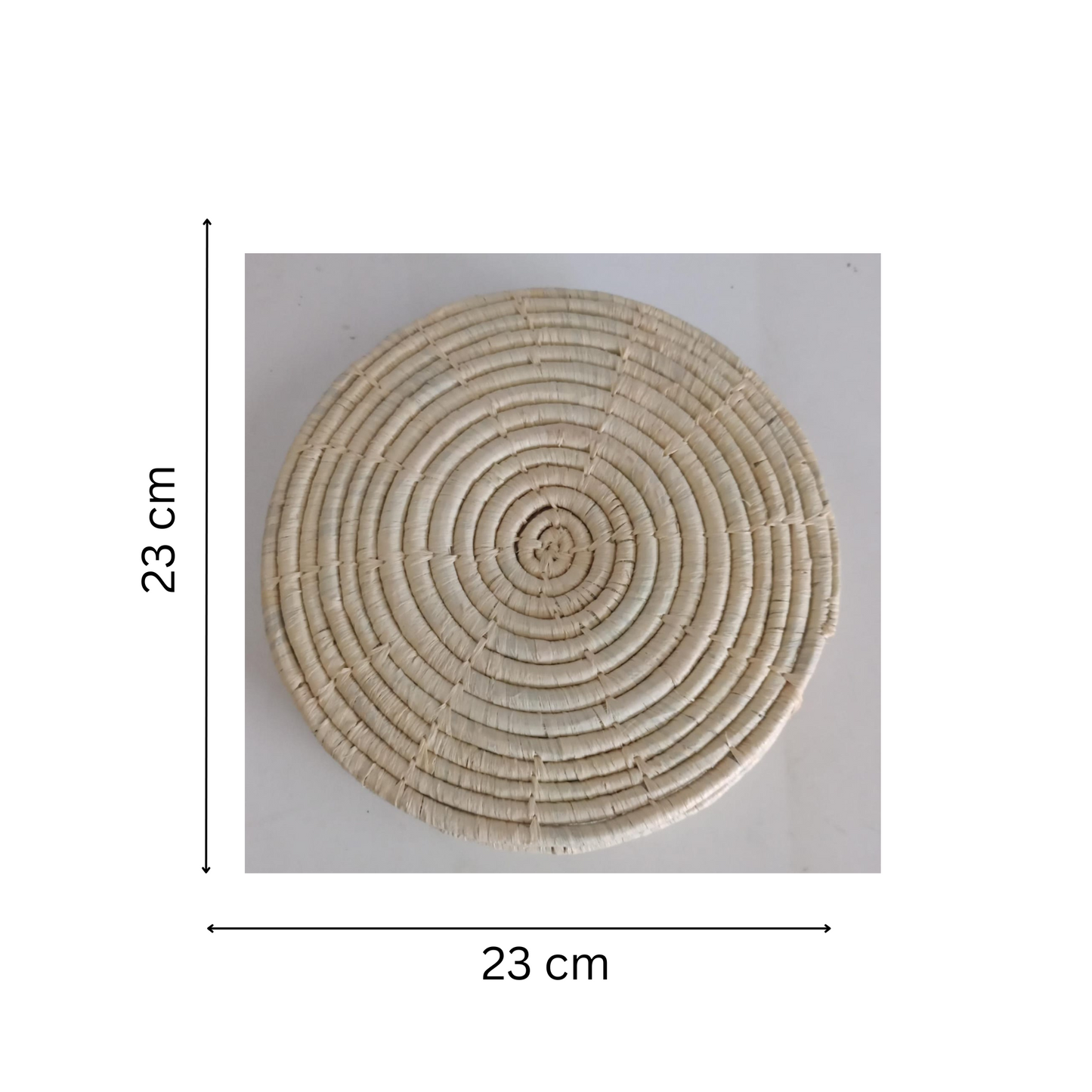 Sous Plat 23 cm En Raphia Tresser - Set De 6 - Fait Main
