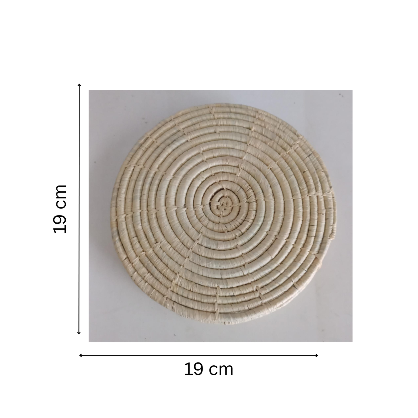 Sous Plat 19 cm En Raphia Tresser - Set De 6 - Fait Main