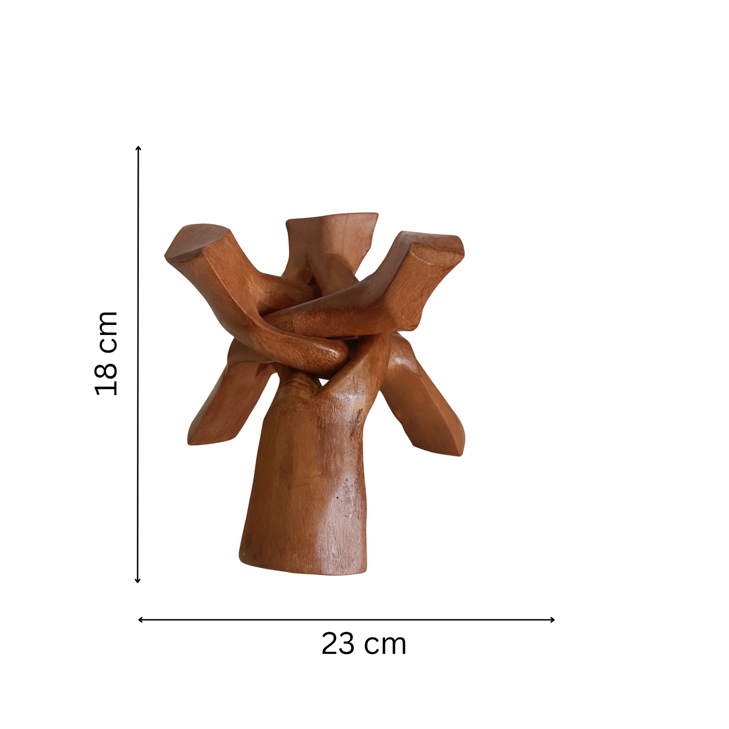Trépied Décoratif L Sculpté En Bois Naturel
