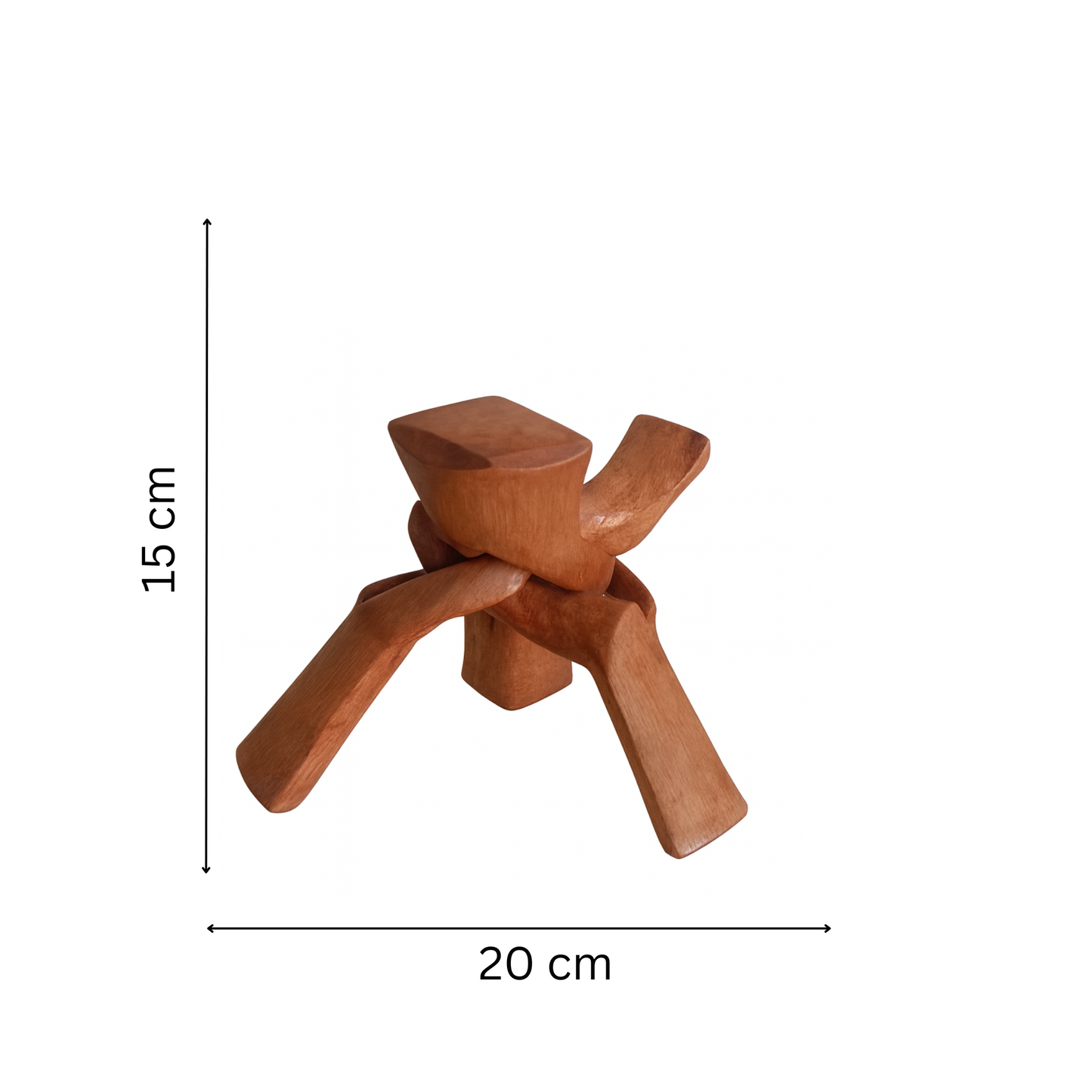 Trépied Décoratif M Sculpté En Bois Naturel
