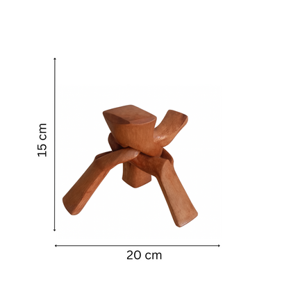 Trépied Décoratif M Sculpté En Bois Naturel