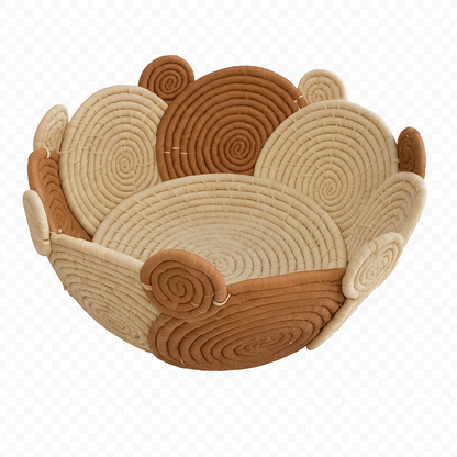 Panier A Fruits Décoratif Beige et Marron en Raphia Tresser - Fait Main