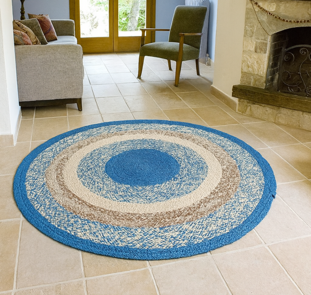 Tapis Artisanal En Raphia Tresser - Fait Main