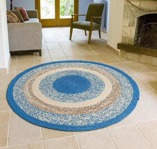 Tapis Artisanal En Raphia Tresser - Fait Main
