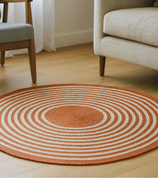 Tapis Artisanal En Raphia Tresser - Fait Main