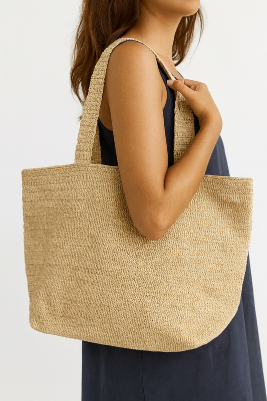 Sac A Main En Raphia Naturel - Tresser A La Main
