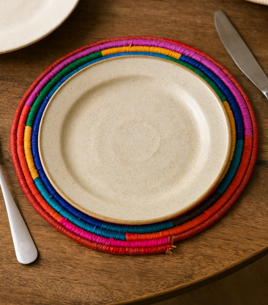 Sous Plat 23 cm En Raphia - Set de 6 - Fait Main