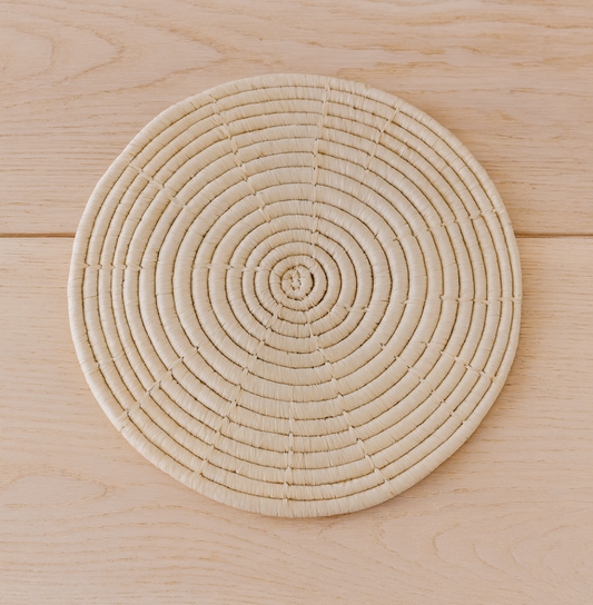 Sous Plat 23 cm En Raphia Tresser - Set De 6 - Fait Main