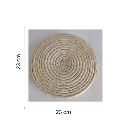 Sous Plat 23 cm En Raphia Tresser - Set De 6 - Fait Main