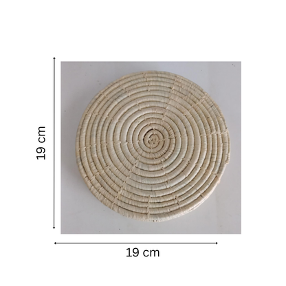 Sous Plat 19 cm En Raphia Tresser - Set De 6 - Fait Main