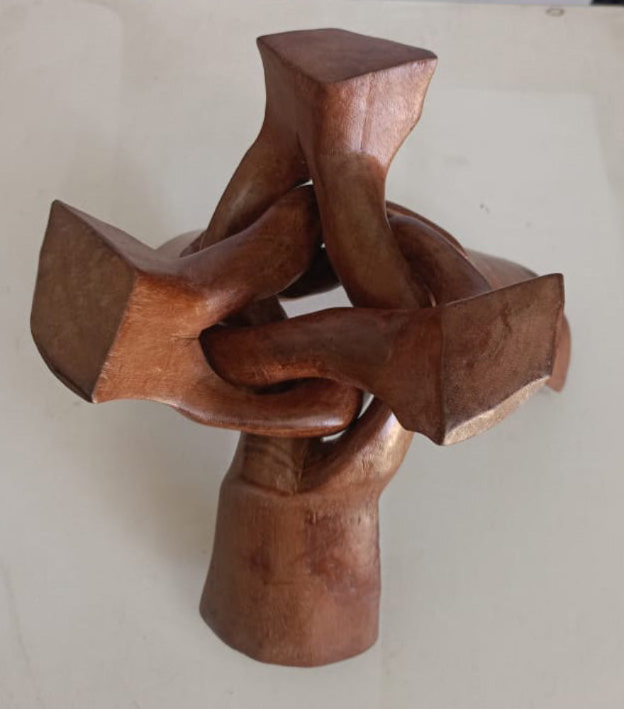 Trépied Décoratif L Sculpté En Bois Naturel