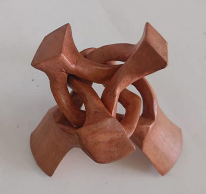 Trépied Décoratif M Sculpté En Bois Naturel