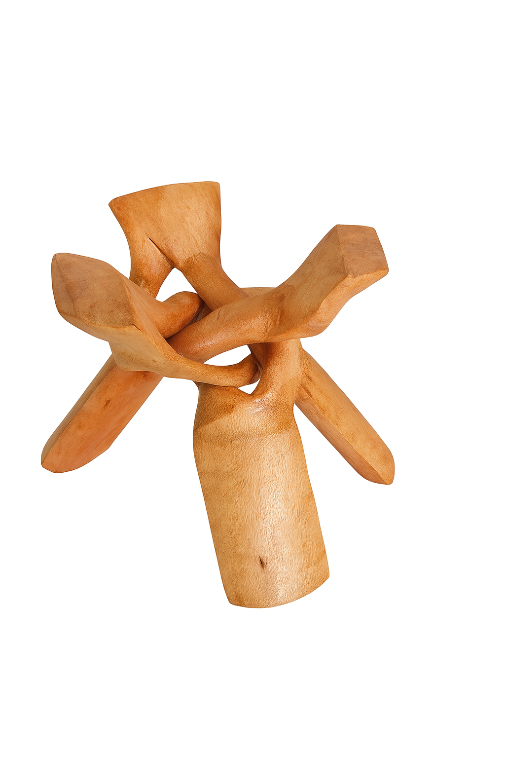 Trépied Décoratif XL Sculpte En Bois Naturel