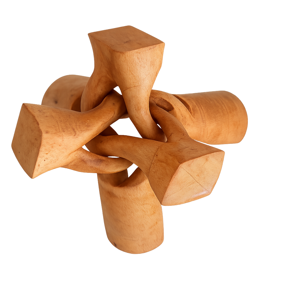 Trépied Décoratif XL Sculpte En Bois Naturel