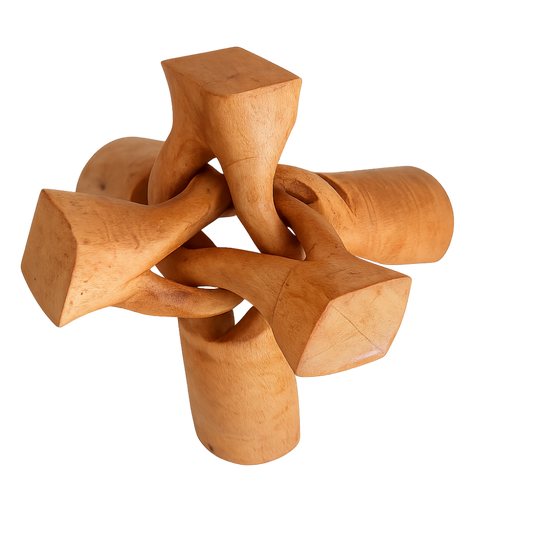 Trépied Décoratif XL Sculpte En Bois Naturel