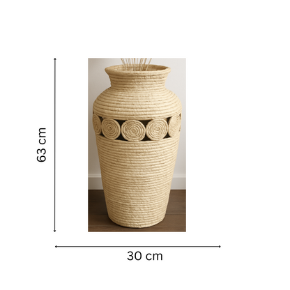 Vase Haut En Raphia Tresser - Fait Main
